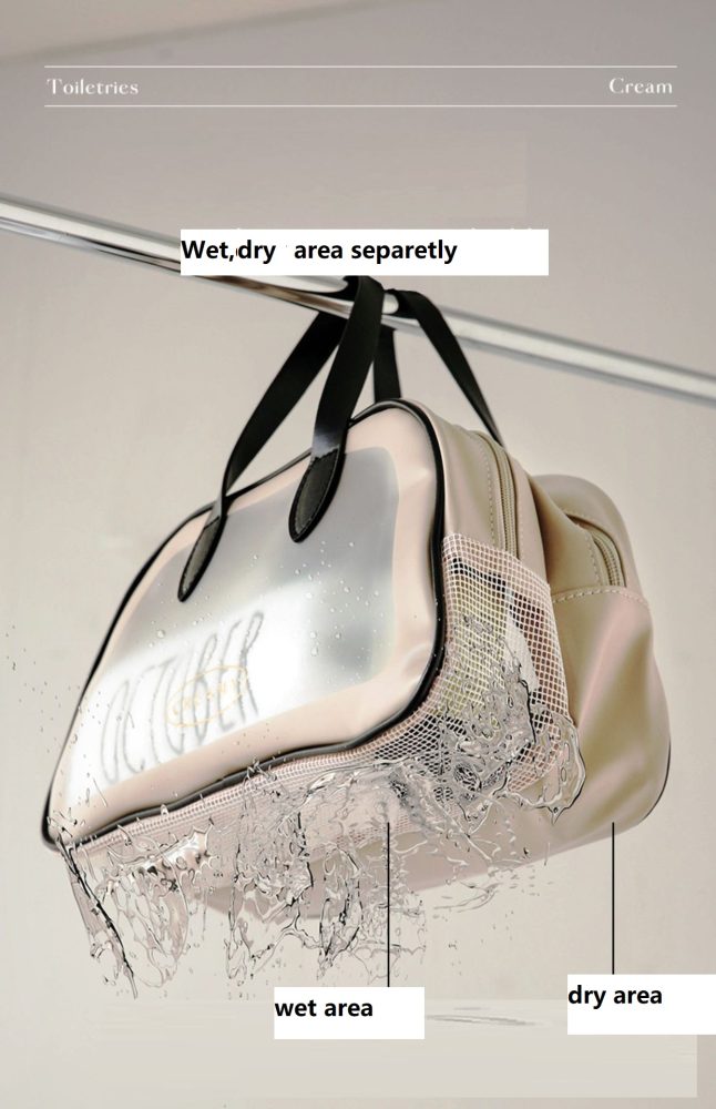 clear toiletry bag with wet area