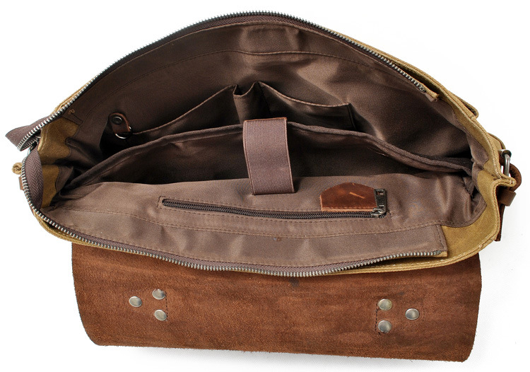 Leather canvas briefcase bag for men or unisex - Image 5