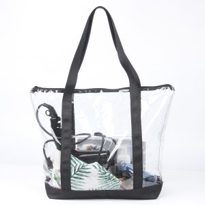 Transparent PVC waterproof tote beach bag  with zipper
