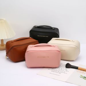 Pu leather cosmetic bag blank personalized toiletry bag