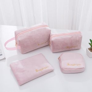 flocking cosmetic bag set