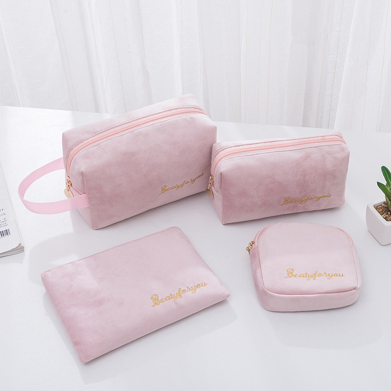flocking cosmetic bag set