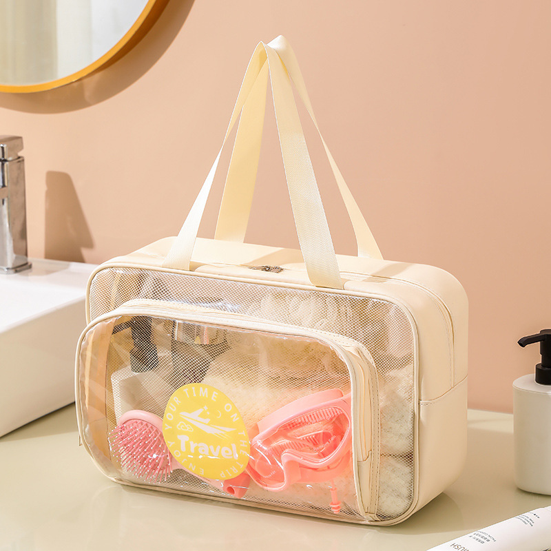 Large beach bag pink,clear plastic beach bag with mesh - Image 4