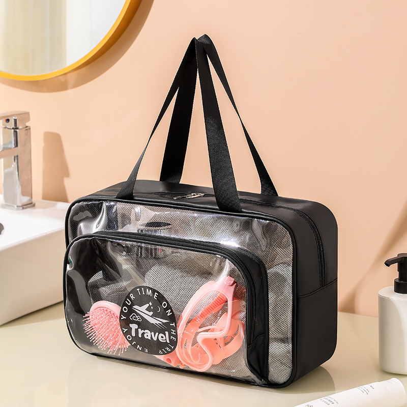 Large beach bag pink,clear plastic beach bag with mesh - Image 6