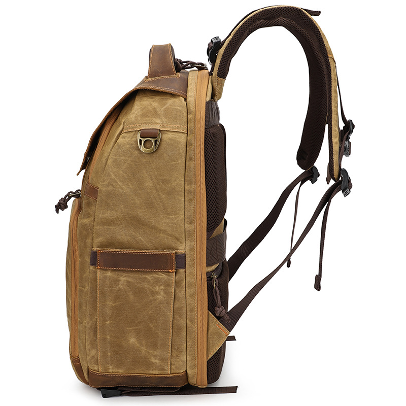 China factory cowhide camera backpack for Canon camera - Image 4