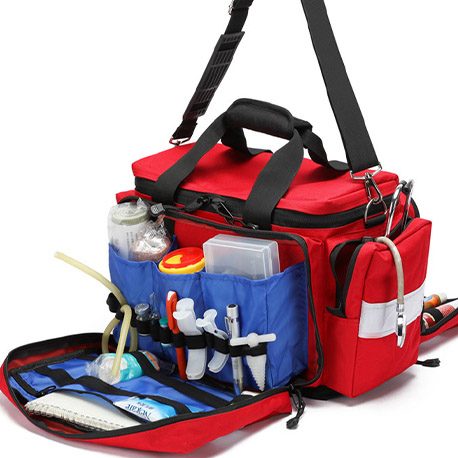 red medical bag with shoudler strap